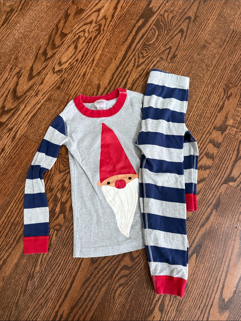 Kids Red & Navy Gnome Pajama Set - Long Sleeve & Striped Pants